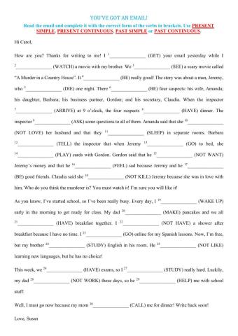 Tenses + email - You've got an email