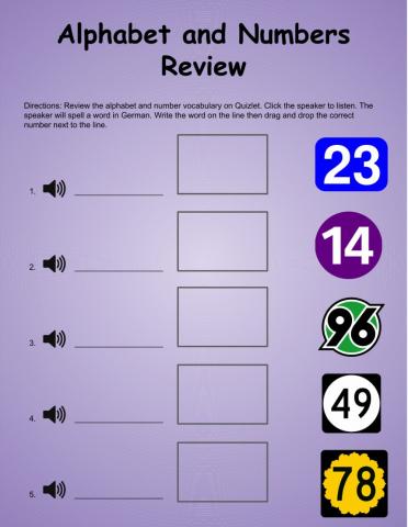 Number and Alphabet Review