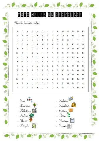 Mots mêlés du recyclage