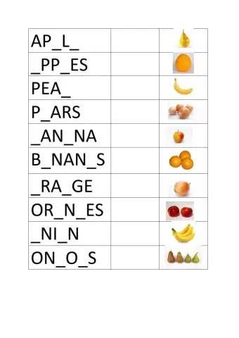 Fruit and vegetables