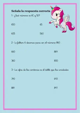 Test de matemáticas Segundo de Primaria