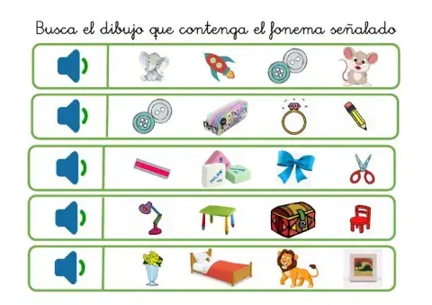 Señala el dibujo que contiene el fonema indicado