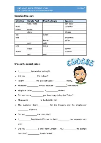 Unit 8. 016 irregular verbs grammar review