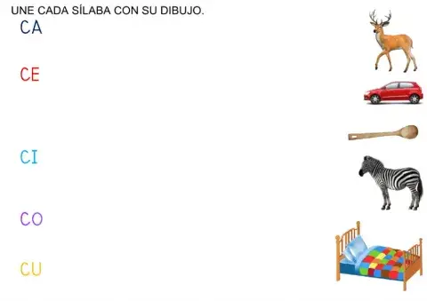 Une cada sílaba con su dibujo.