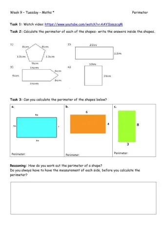 Week 9 - Tuesday - Maths -