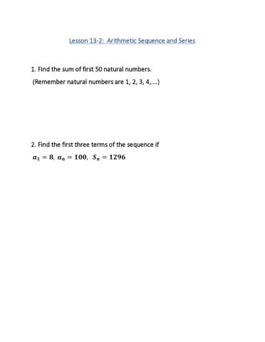 Sums of Arithmetic Series