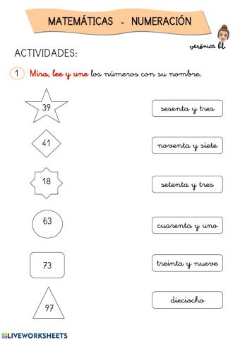 Numeración 1 a 100.