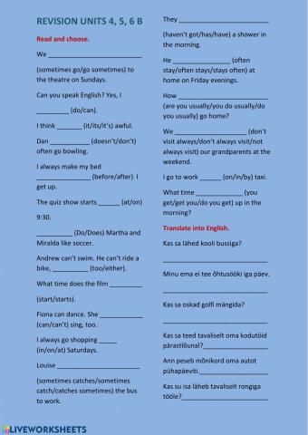 Revision Units 4, 5, 6 B