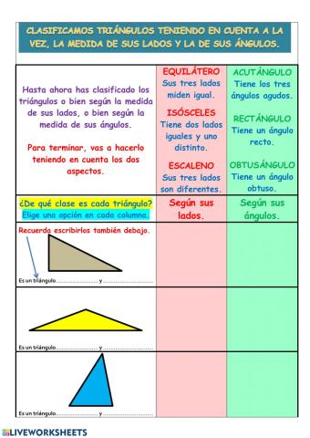 CLASIFICAR TRIÁNGULOS LADOS Y ÁNGULOS