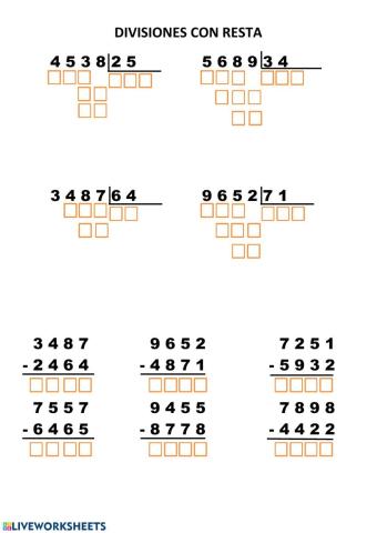 Divisiones y restas de cabeza 1