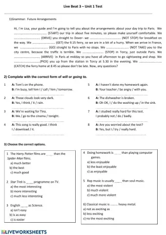 Junior 4 Test Unit 1