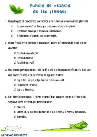 La funció de relació de les plantes