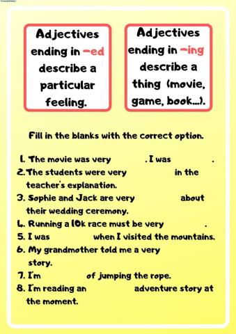 Adjectives ending in -ed and -ing