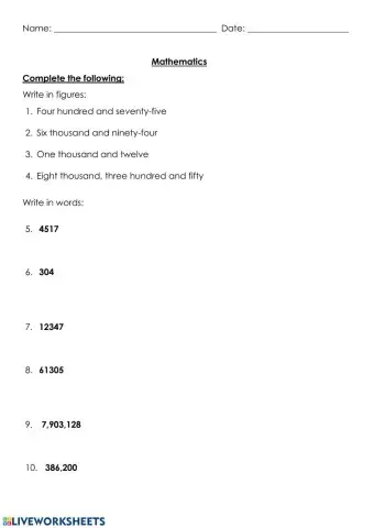 Numeration, Place Value and value