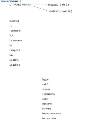 Scrivi il soggetto o il predicato