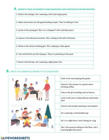 Modifiers with prepositions and participles