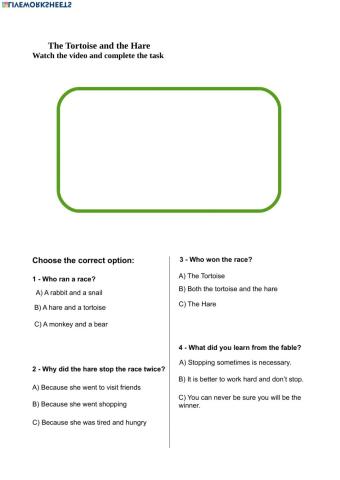 The Tortoise and the Hare comprehension