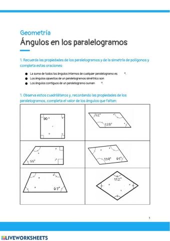 Ángulos en cuadriláteros