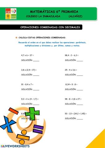 Operaciones combinadas con números decimales