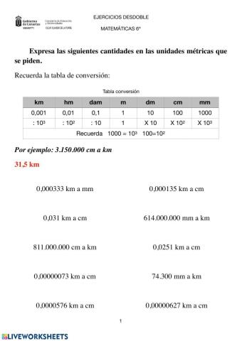 Conversión unidades métricas