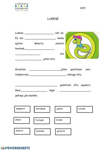 LUKENE hutsuneak bete