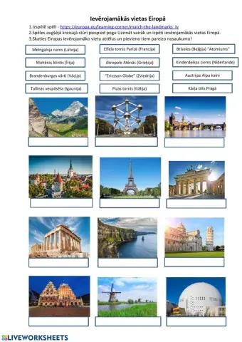 Ievērojamākas vietas Eiropā