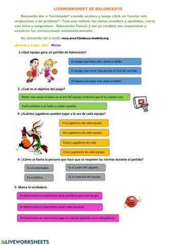 BALONCESTO. Reglas básicas.