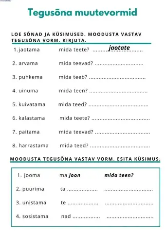 Tegusõna muutevormid