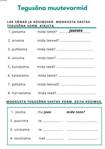 Tegusõna muutevormid