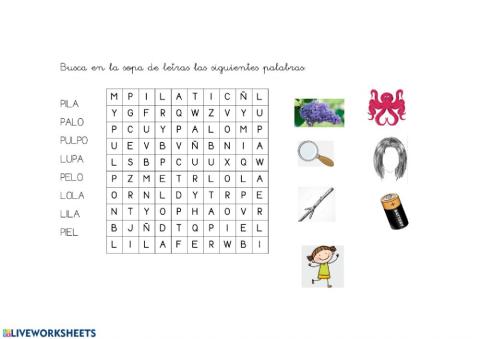 Sopa de letras L y P