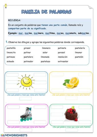 Familias de palabras