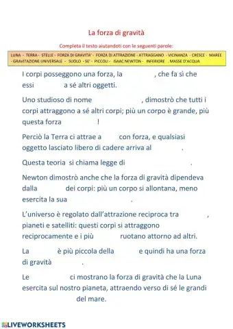 La forza di gravità