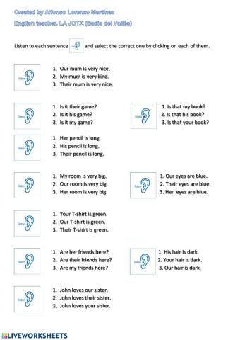 Listening: Possessive adjectives