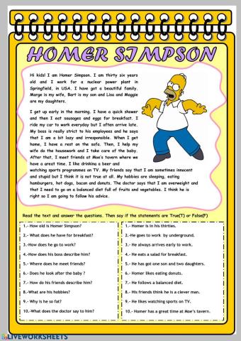Homer Simpson. His daily routines.