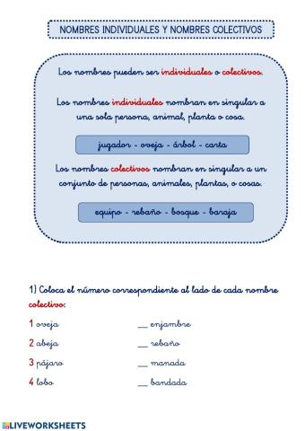 Nombres individuales y colectivos