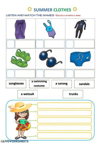 Summer clothes - worksheet