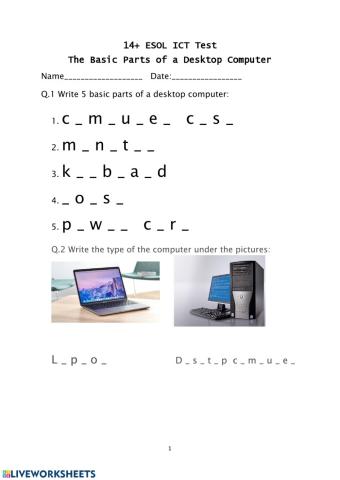 ICT basic parts of computer