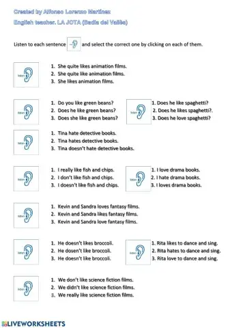 Listening: Likes and dislikes