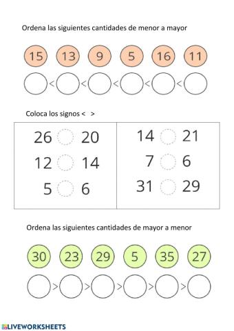 Comparar y ordenar números