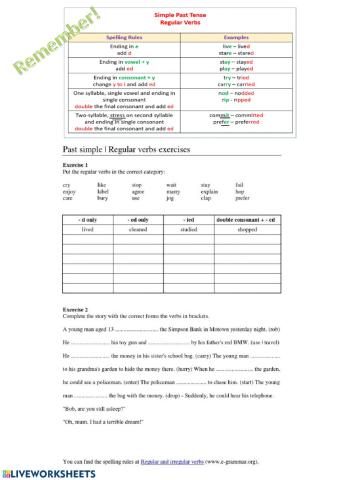 Past simple, regular verbs