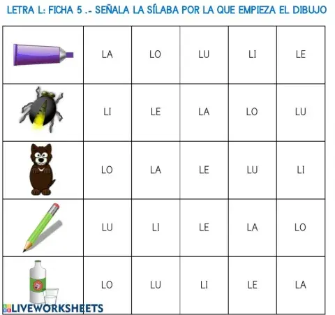 Letra l: ficha 5