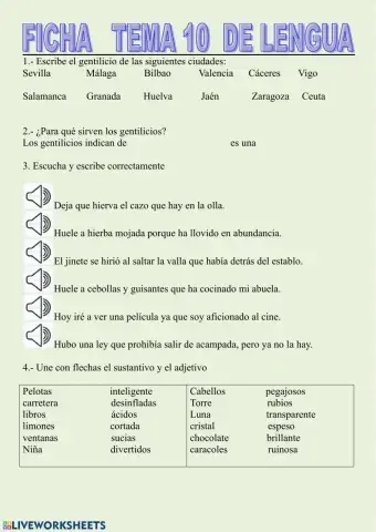 ficha tema 10 lengua