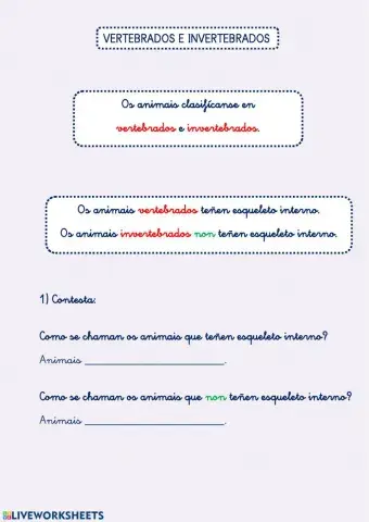 ANIMAIS VERTEBRADOS E INVERTEBRADOS