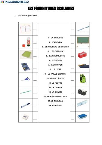 Les fournitures scolaires