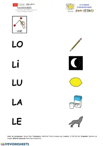 Sílabas directas iniciales con L