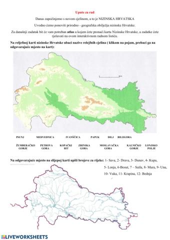 Nizinska Hrvatska,karta