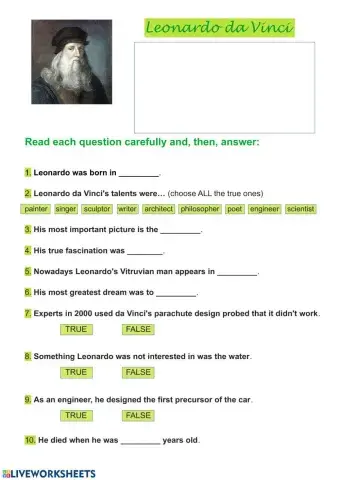 Leonardo da Vinci's life (listening)