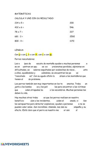 Multiplicaciones, divisiones y ortografía