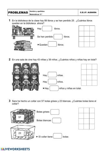 Problemas 1º PRIMARIA