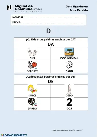 La D 2:Elige la que empieza por la sílaba…